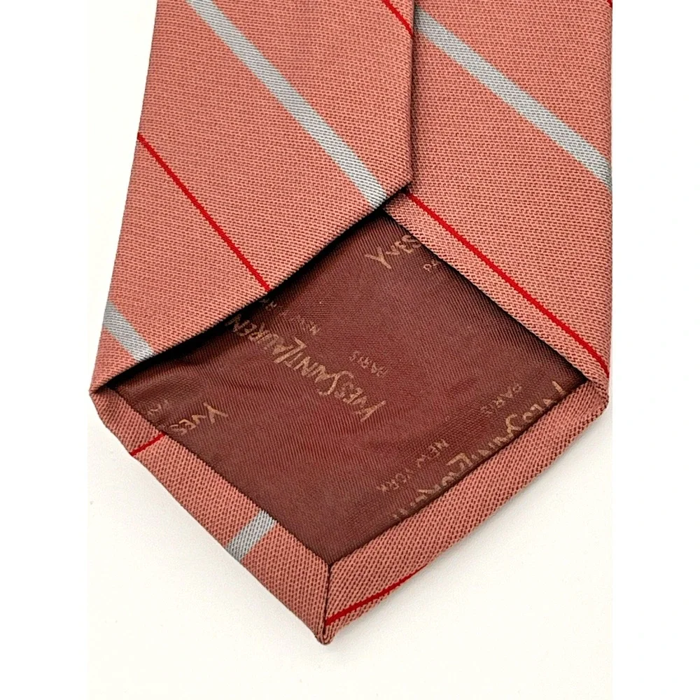 Vintage Yves Saint Laurent Tie Mauve/Pink Diagonal Stripe YSL Neckwear Designer